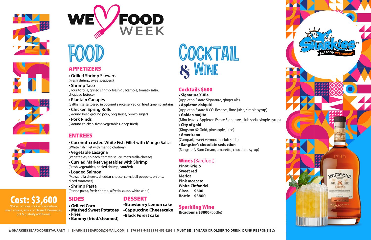 We Love Food Week menu mat 2021 sharkies
